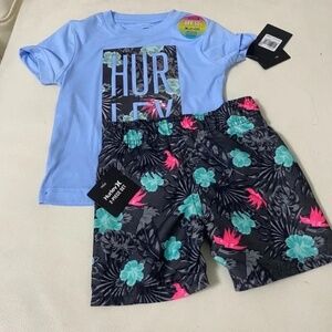 Hurley cute floral boy active shorts top set 8020